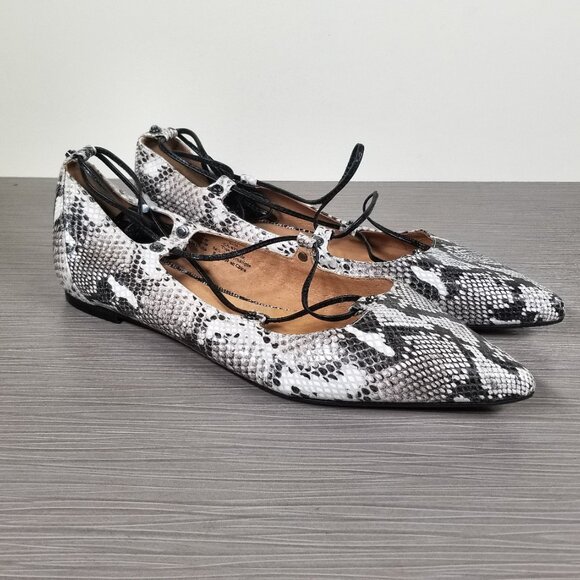 Halogen Owen Ghillie Flat. Snakeskin Black & White Print, Womens Size 9.5 M - Picture 3 of 12